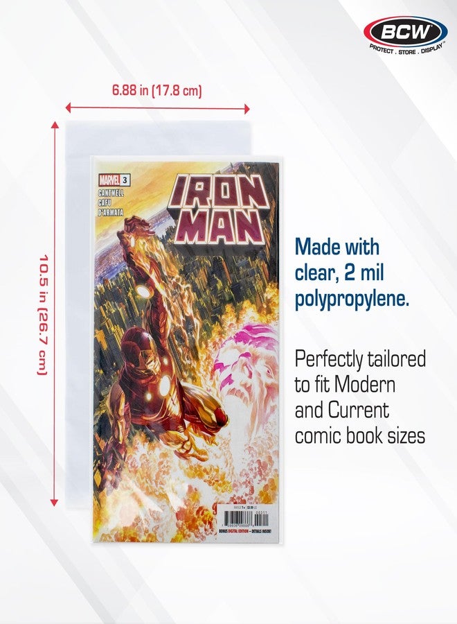 BCW Resealable Current/Modern Comic Bags - 200 ct | Acid-Free Modern Comic Bags for Current Issues | Exterior 6 7/8 x 10 1/2 inches | Crystal Clear Protection for Your Comic Collection - Image 2